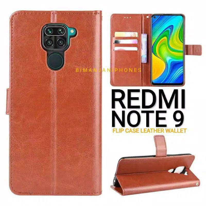 Redmi Note 9 Note 9 Pro Flip Case Leather Wallet - Case Dompet Kulit