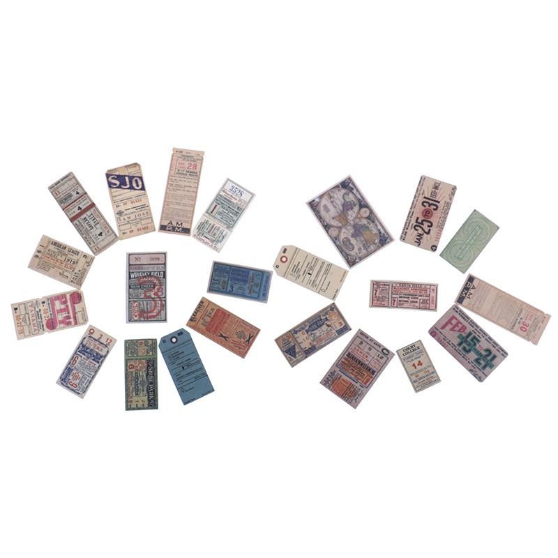 22pcs / Pak Stiker Tiket Gaya Vintage Untuk scrapbook / diary / Album / notebook DIY