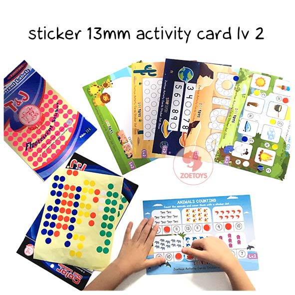 Zoetoys Reusable Sticker Dot Activity Set Book | Alphabet Hijaiyah Number Vehicle Animal | Color Dot Activity Card Kartu Aktivitas Mainan Edukasi Anak-Lv.2 13mm