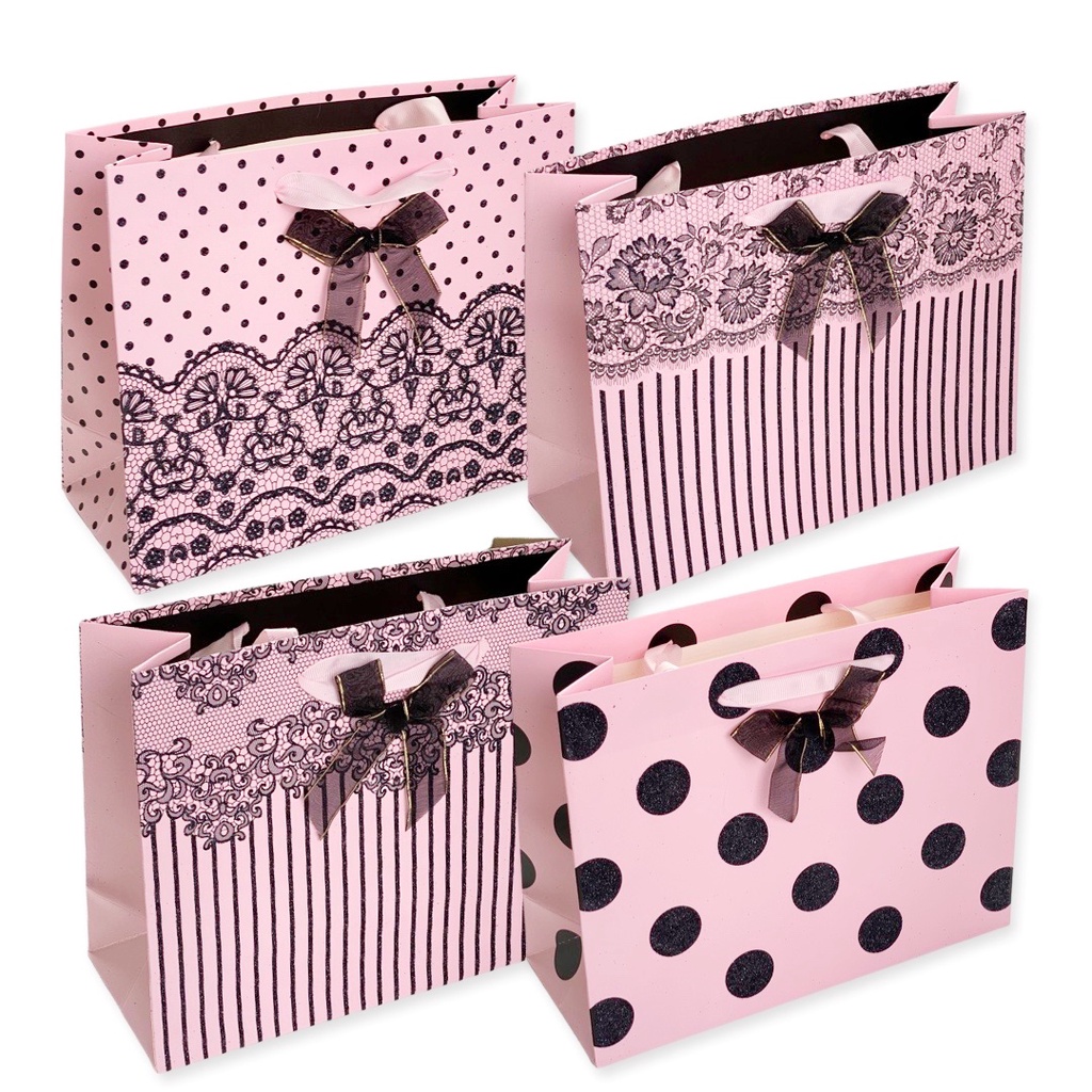 

Pinkybee Paper Bag kantong kertas Pink Black Glitter 19.5x24.5x9 5cm 64171900