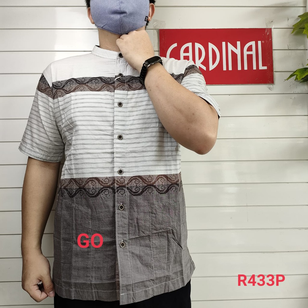 gof M-L CARDINAL KEMEJA KOKO Taqwa Pakaian Pria Original Baju Muslim Salur Lengan Pendek Kekinian TCS