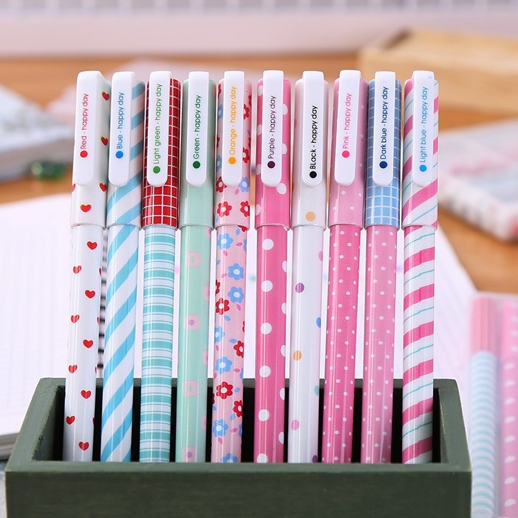 10pcs / Set Pulpen Gel Warna-Warni Gaya Korea Untuk Stationery