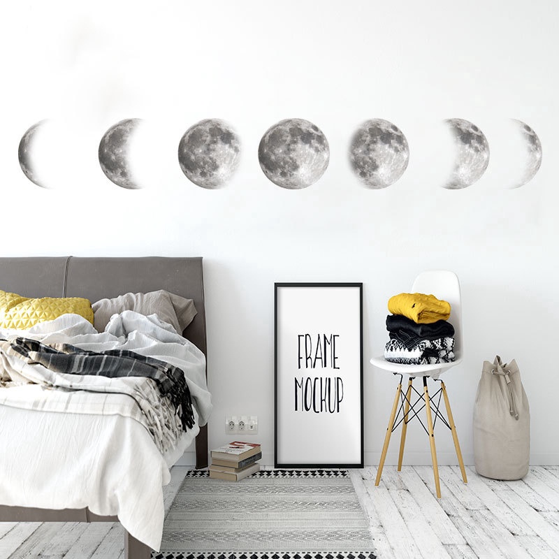 Moon Phase Chart Wall Stickers Modern Art Vinyl Decal Wall Mural