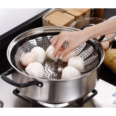 Kukusan Lipat Stainless Multifungsi Keranjang Buah Cuci Sayuran 22 cm