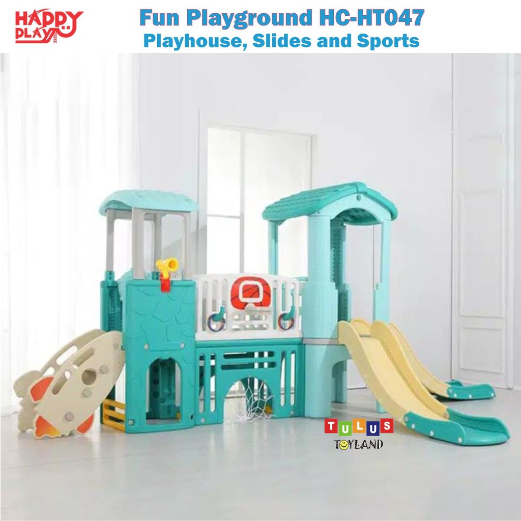 Perosotan Rumah Rumahan Happy Play Fun Playground House Slide Sport HC HT047 PlayHouse Olahraga Anak