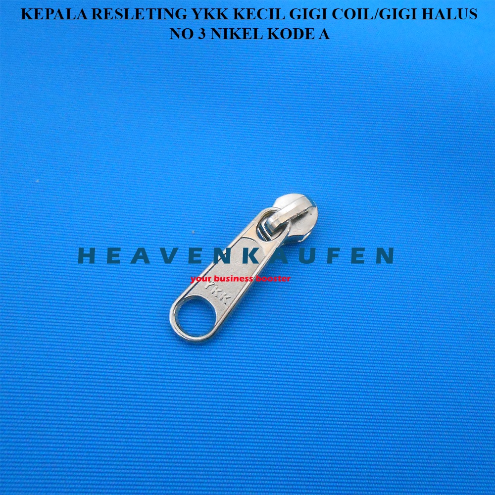 Kepala Resleting Zipper Head YKK Type Gigi Coil Gigi Halus Kecil No 3 Nikel Silver Kode A