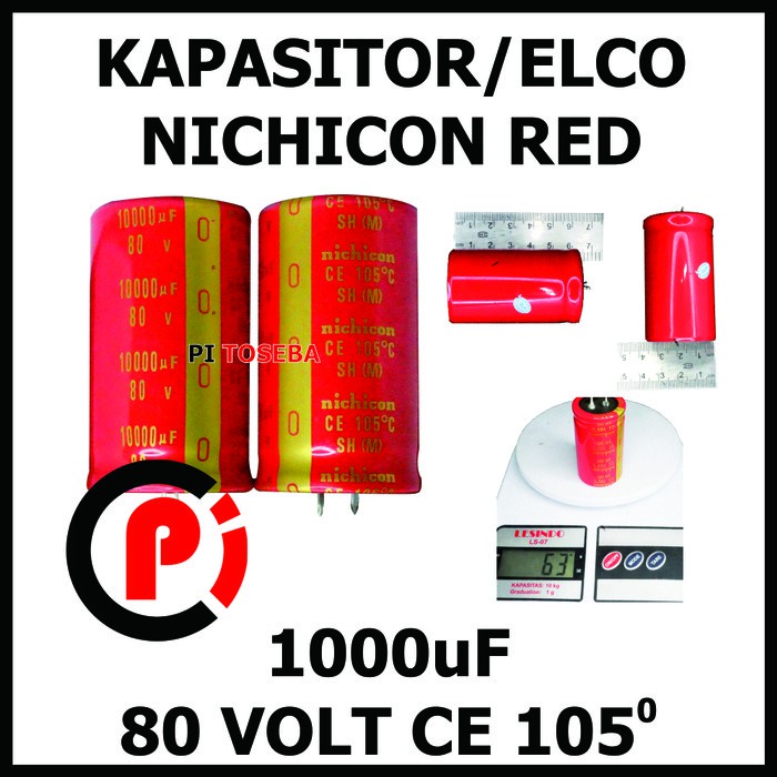 Original Nichicon Red Kapasitor Elco 10000uF 80V Capacitor FULL