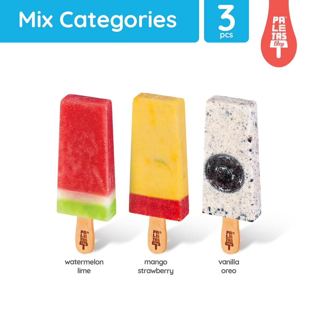 

Es Krim Paletas Wey Vanilla Oreo, Mango Strawberry, Watermelon Lime