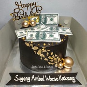 

Cake Dolar Coklat Emas