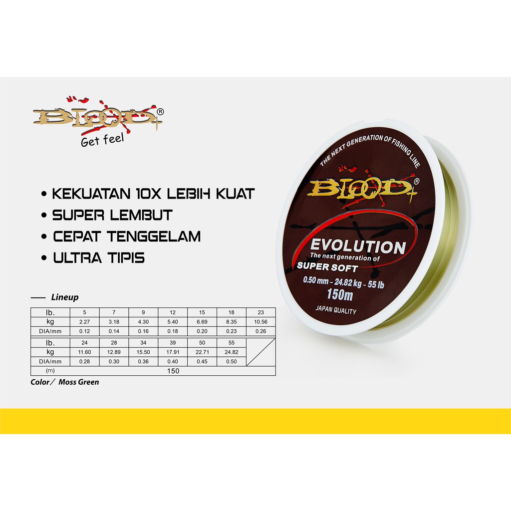 SENAR PANCING BLOOD-X EVOLUTION SUPER SOFT 150METER