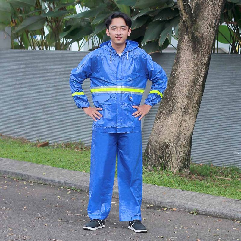 AUTHENTIC Jas Mantel Hujan Motor Setelan Jaket Celana Jaz Ujan Pria Cowok Dewasa Ukuran Besar L fit to XL Anti Rembes Tebal Anti Jebol Kuat Keren Rain Coat Berkualitas