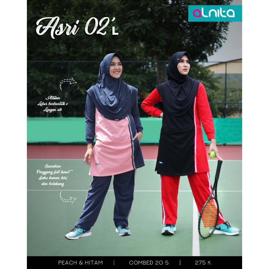 PAKAIAAN OLAHRAGA WANITA | BAJU OLAHRAGA ALNITA STELAN  SPORT SYAR'I ASRI |STELAN TRAINING MUSLIMAH