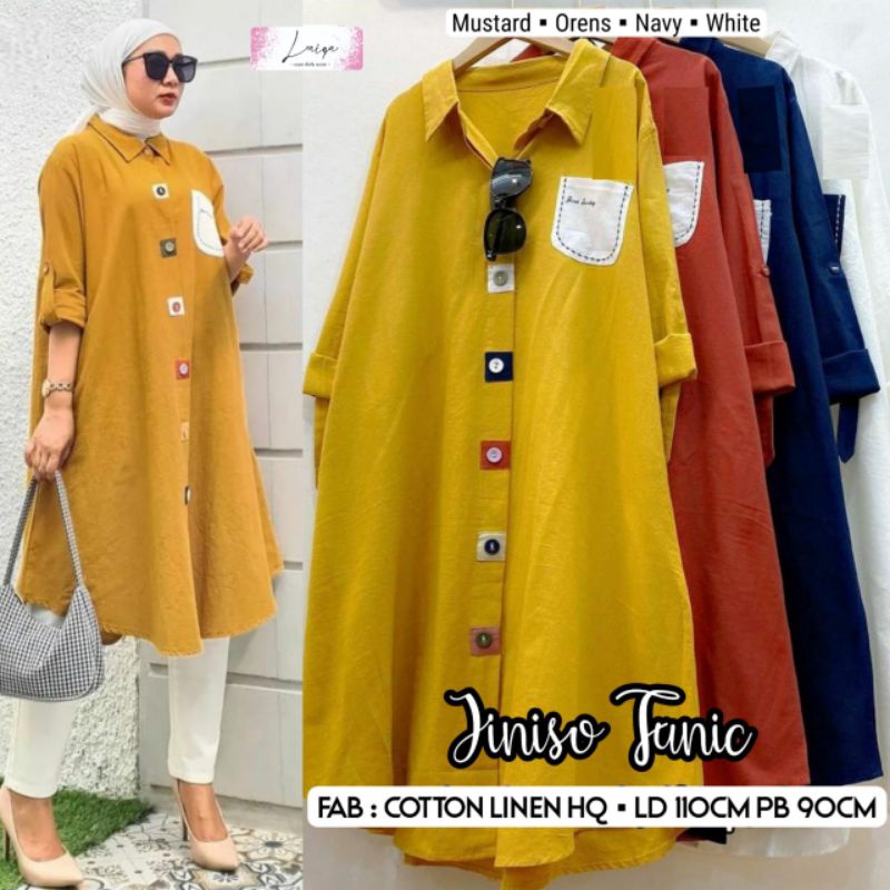 Jiniso Tunic Original Berlabel Laiqa Atasan Baju Wanita Tunik Cotton Linen