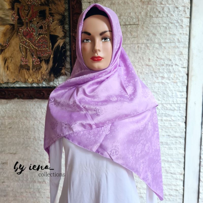 Jilbab kerudung satin jaguar jaguard jacquard satin emboss motif syumor silk