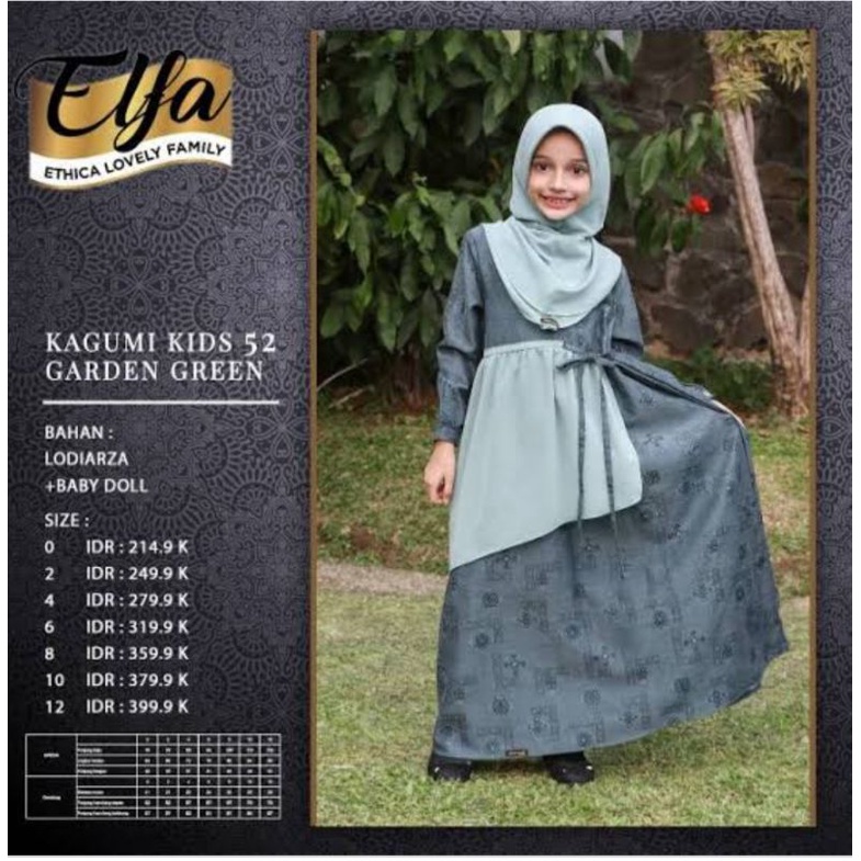 Gamis anak Ethica - Kagumi Kids 52 garden green