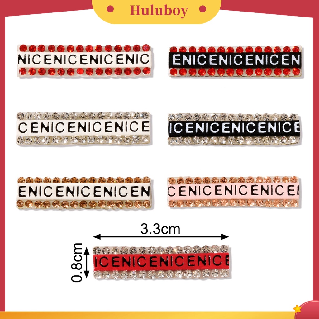 Huluboy Huluboy♡ 12 Pcs Stiker Kuku Motif Tulisan Glitter Anti Jatuh Untuk Dekorasi Nail Art