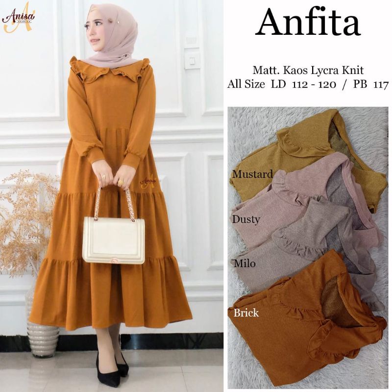 ANFITA MAXY BY ANISA GAMIS KAOS IMPORT DRESS POLOS BAJU MUSLIM MAXY CEWEK