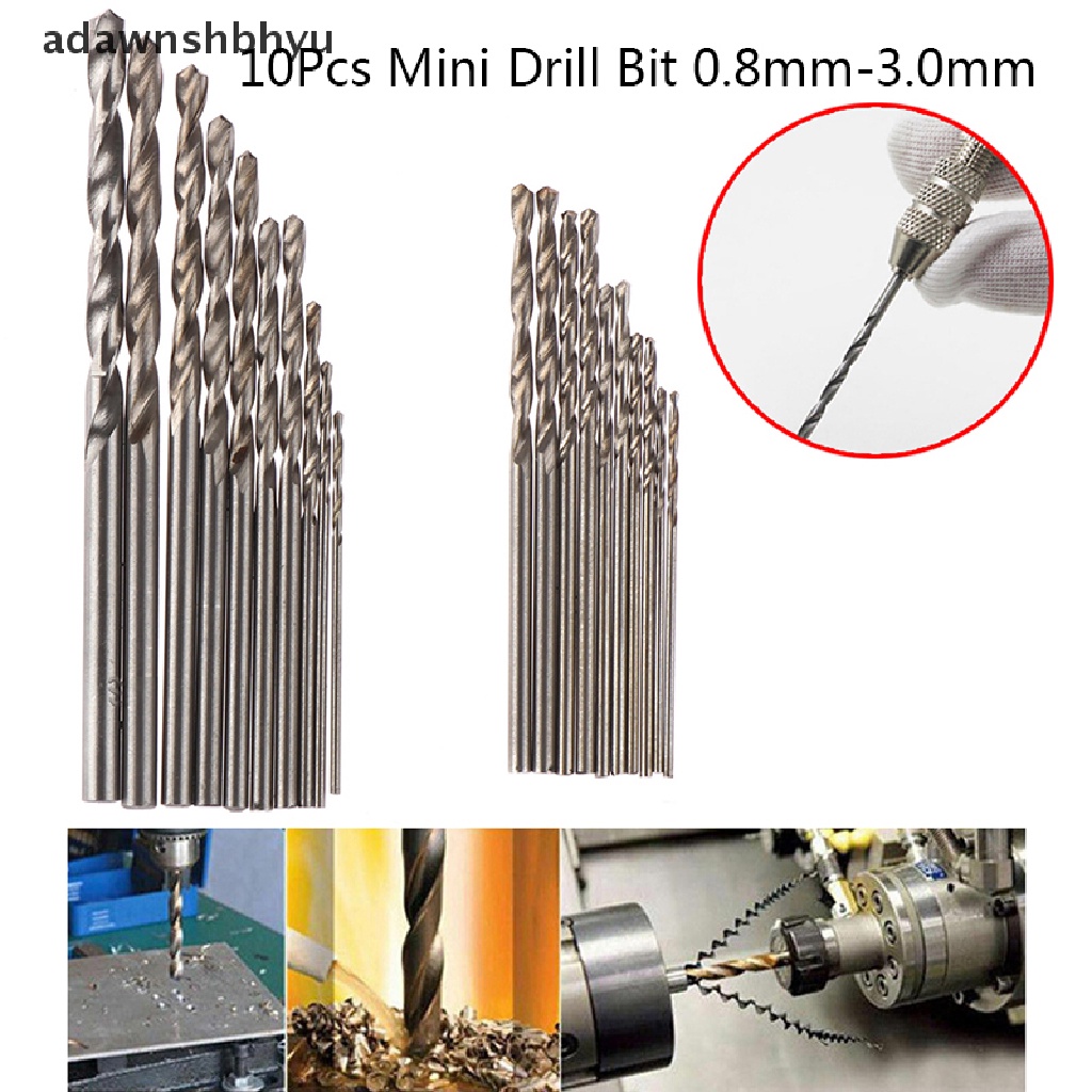 Adawnshbhyu 10Pcs/Box Mini Drill HSS Bit 0.8mm-3.0mm Set Mata Bor Twist PCB Shank Lurus