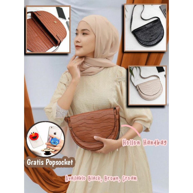 Tas Wanita Shoulder Bag Croco Model Korea Gratis Popsocket