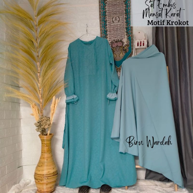 GAMIS SET CADAR / GAMIS SYARI /GAMIS SUNNAH SET EMBOS WOLFIS LENGAN KARET TANPA TALI  FREE CADAR DAN CADAR BISA COD-6