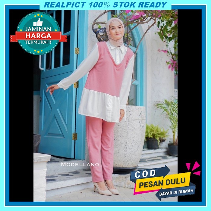 Ld110 Setcel Crinkle Airflow Premium/Setelan Tunik Crinkle Airflow Pre Yola Setcel Tunik Stelan Shak