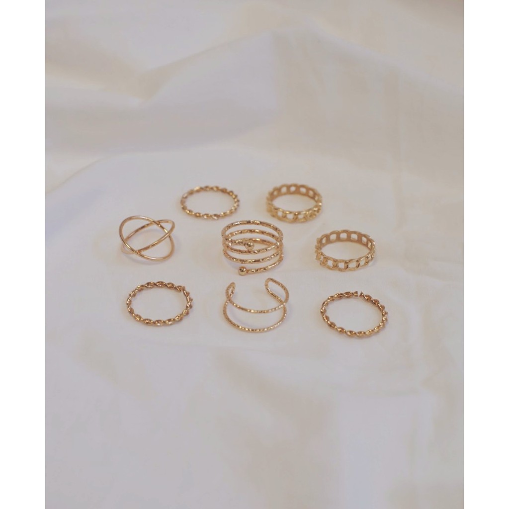 Ark.co - Porta set stack rings (gold,silver,black) cincin tumpuk