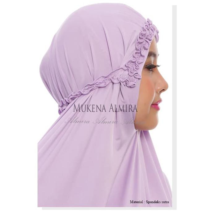 SALE! MUKENA PUTIH POLOS ALMIRA SPANDEK SUTRA DEWASA - MERAH MUDA