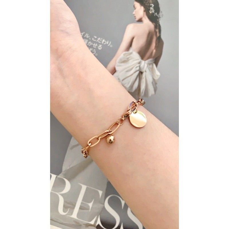 Gelang model rantai acc koin titanium premium perhiasan wanita