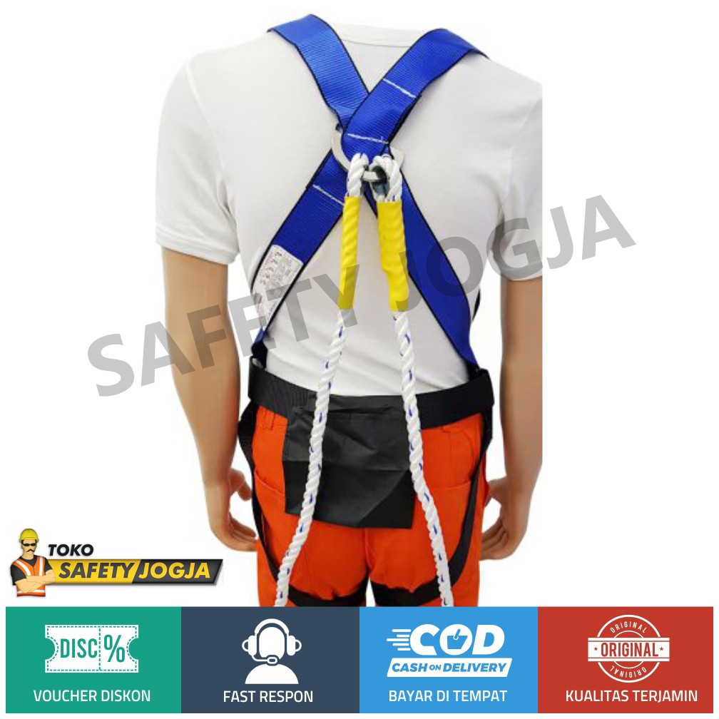 Sabuk Pengaman Panjat Tebing 2 Tali / Safety Belt / Body Harness Double Hook ecofit