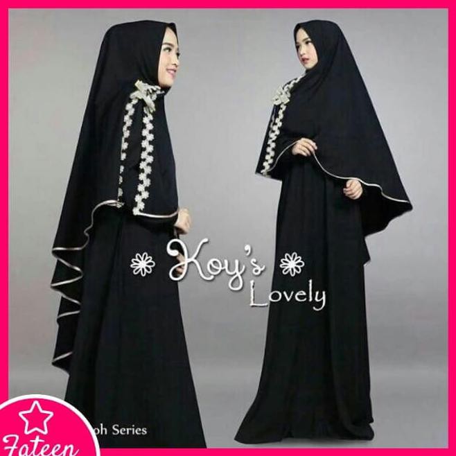 7dnc baju gamis wanita / baju atasan wanita muslim 303 - hitam k7u1
