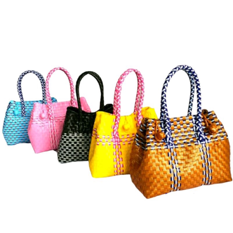 Tas Jali Premium Anyaman Plastik Mini Polos Pastel