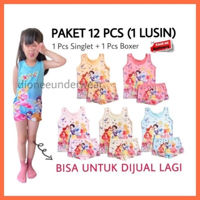 KEKINIAN 1 Lusin Setelan Baju Anak Perempuan Cewek model princess frozen
