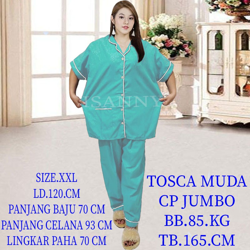 ISANNY PIYAMA SET JUMBO SIZE.XXL/SATEN EMBOS JUMBO CP/PYAMA DEWASA/READY 20 WARNA