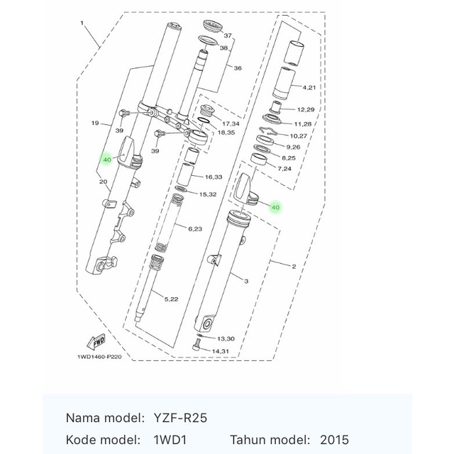 Tameng As Shockbreaker Depan R25, Mt 25 / Cover / 1Ws-2331G-00