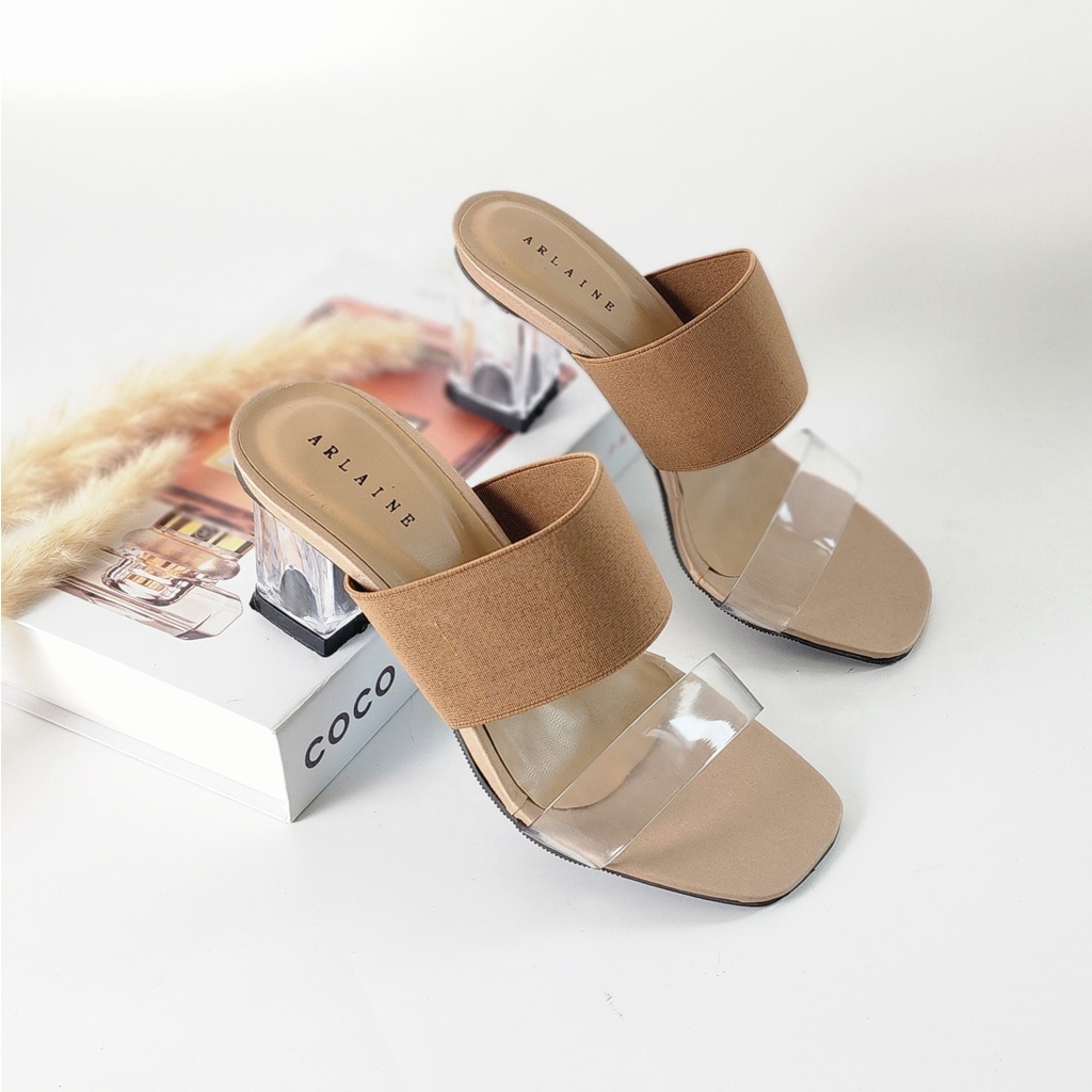 Arlaine - Giani Sandal Heels Wanita/ Heels Kaca / Heels 7cm / Heels Karet Jelly Wanita