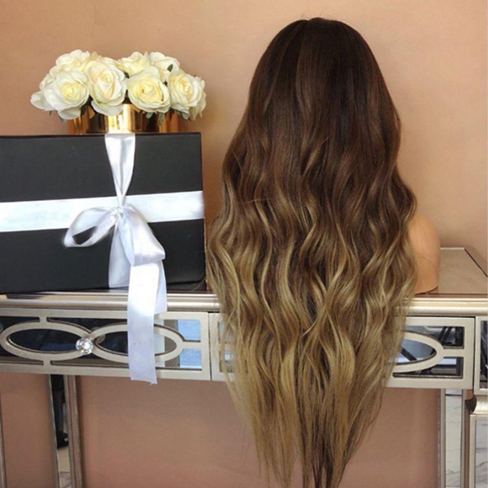 Lily Blonde Rambut Palsu Wanita Sintetis Curly Ombre Hairstyle