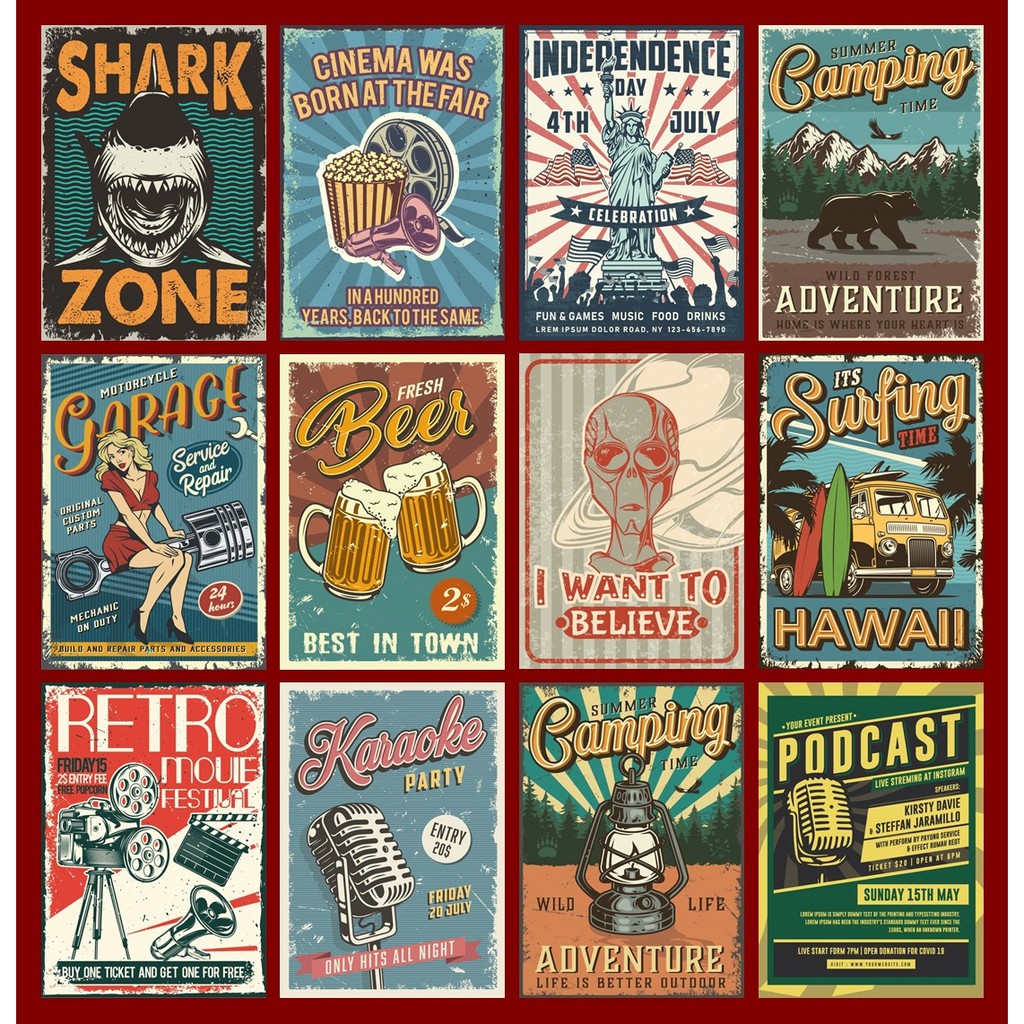 

(BISA COD) Poster Aesthetic Retro MURAH 40 PCS Ukuran A5 A4 - Estetik - RETRO