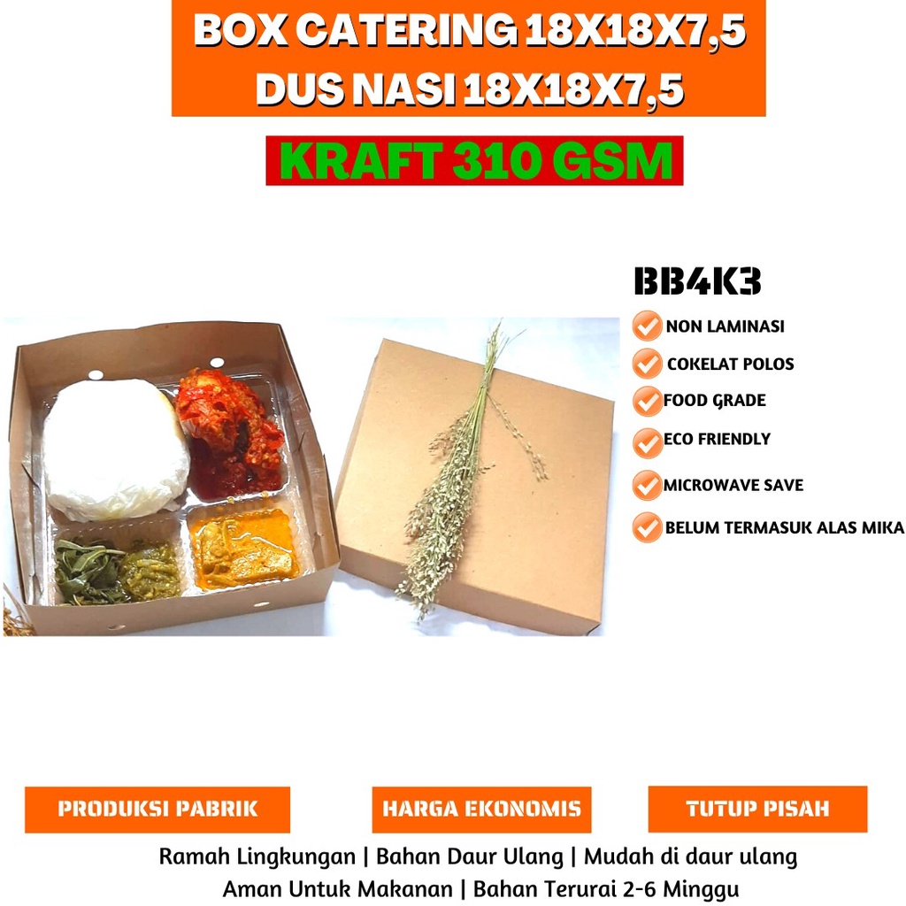 Box Nasi Catering Dus Nasi 18x18 Dus Nasi (BB4K3-18X18X7.5 Cm)