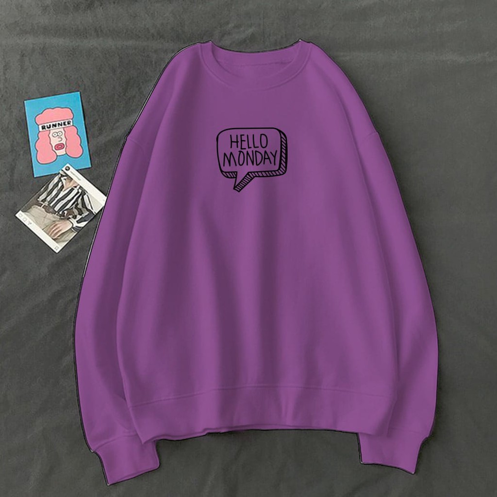 SWEATER WANITA HELLO MONDAY TEBAL TERBARU,