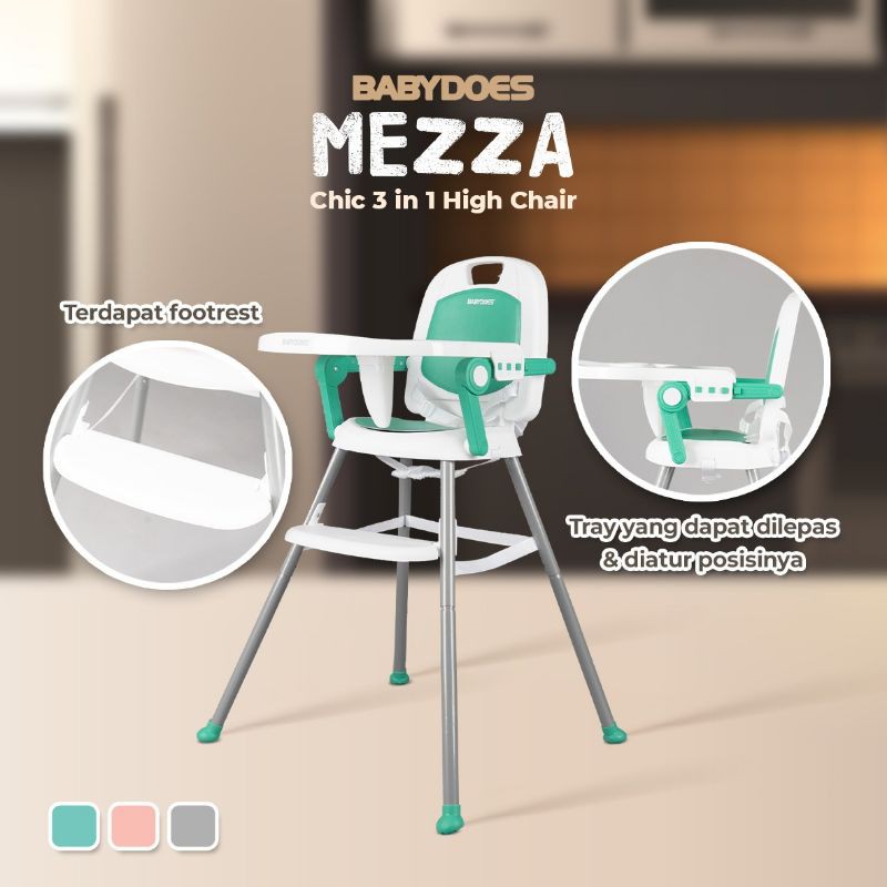 Kursi Makan Bayi Babydoes Mezza High Chair CH-KT 614 SN Booster Seat