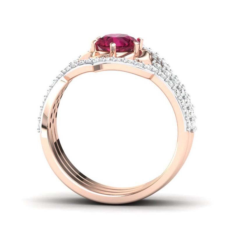 Cincin Wanita Warna Rose Gold Aksen Mata Zircon Untuk Pesta