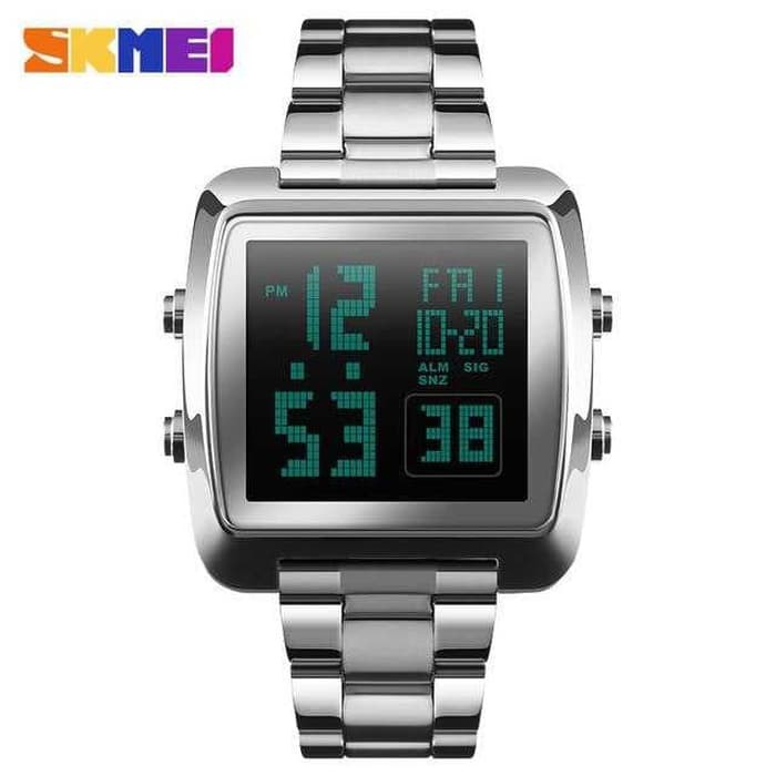 Jam Tangan Pria Digital Rantai Original SKMEI 1369 Anti Air - SILVER