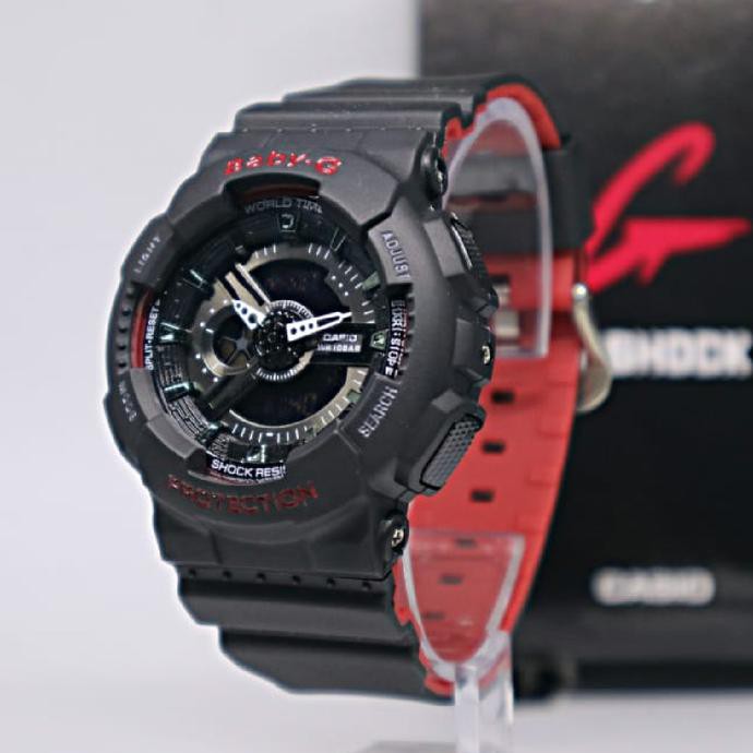 Barang Berkualitas BESTSELLER JAM TANGAN WANITA BABY-G GA 110 LN BLACK RED MURAH