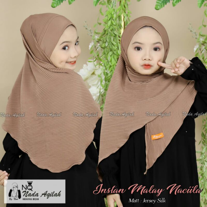 Jilbab Plisket Segi 3 Instan Malay Anak