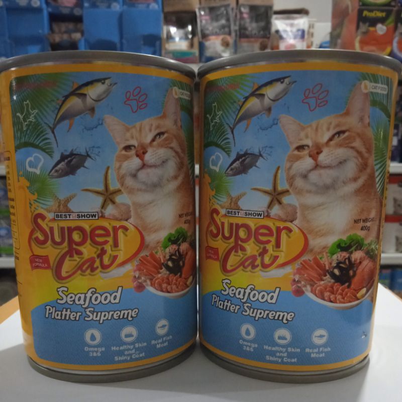 Supercat Kaleng Seafood Platter Supreme Makanan Basah Wet Food 400g