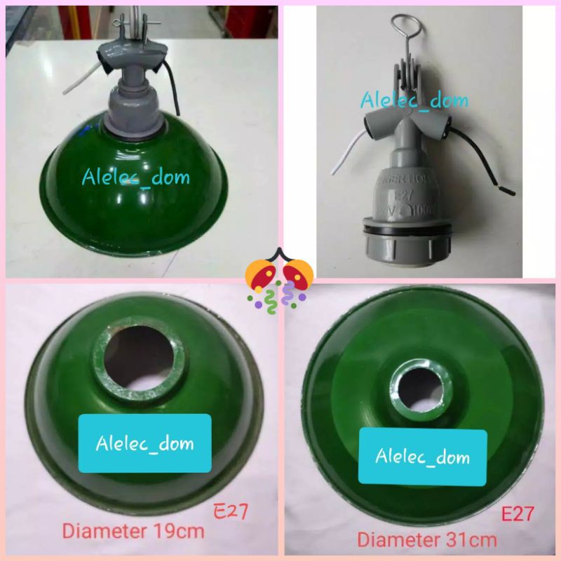Fitting Keramik E27 Fitting lampu Keramik Kap Hijau Fitting Lampu Outdoor