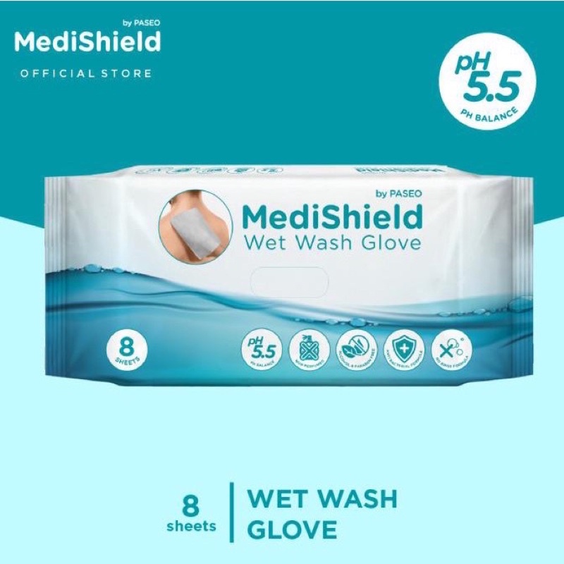 Medishield by Paseo Wet Wash Glove Tisu Tissue Basah Waslap Traveling Umroh Ibadah Haji Seka Bayi Pasien // DoCare Do Care Tisu Waslap WASHGLOVE Seka Tubuh  HALAL MUI KEMENKES BPOM  EASYCARE WET GLOVE NON PARFUME