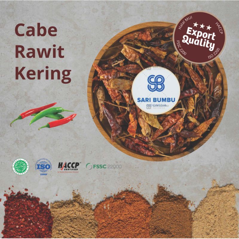 

Dried Bird's Eye Chilies - Cabe Rawit Kering (250gr)