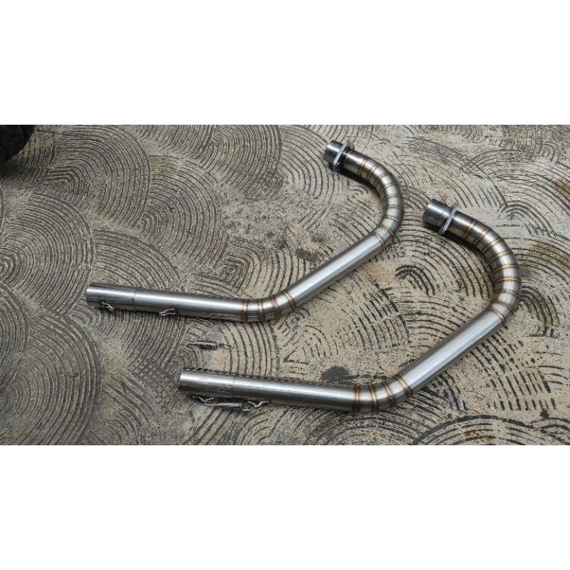Leher Knalpot CB GL Megapro Tiger Full Stainless Cacing. Pipa Leher Gulu Banyak KLEPER PNP