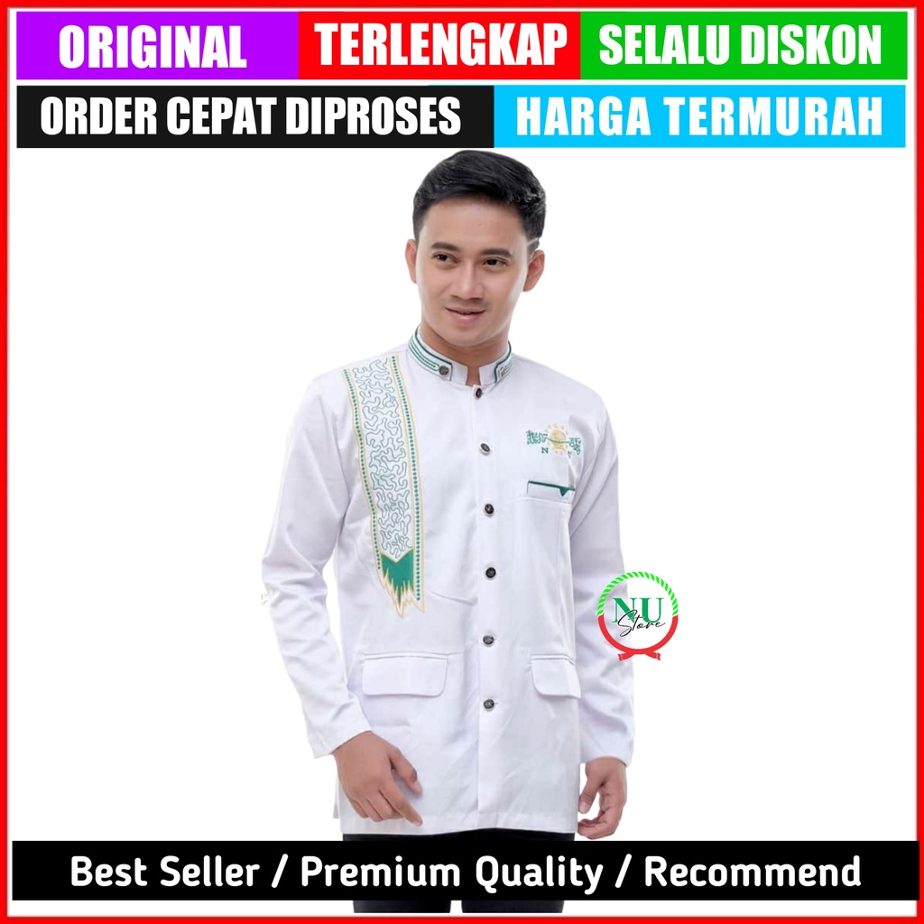 Jas Koko Pria / Baju Koko NU Lengan Panjang / Jas Koko Putih / Jas NU / Jasko NU / Jas Koko NU / Jas